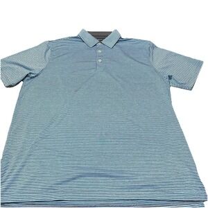 Carnoustie Tech Golf Polo Button Up Blue Orange Striped Stretch Men's XL (Lot 2)